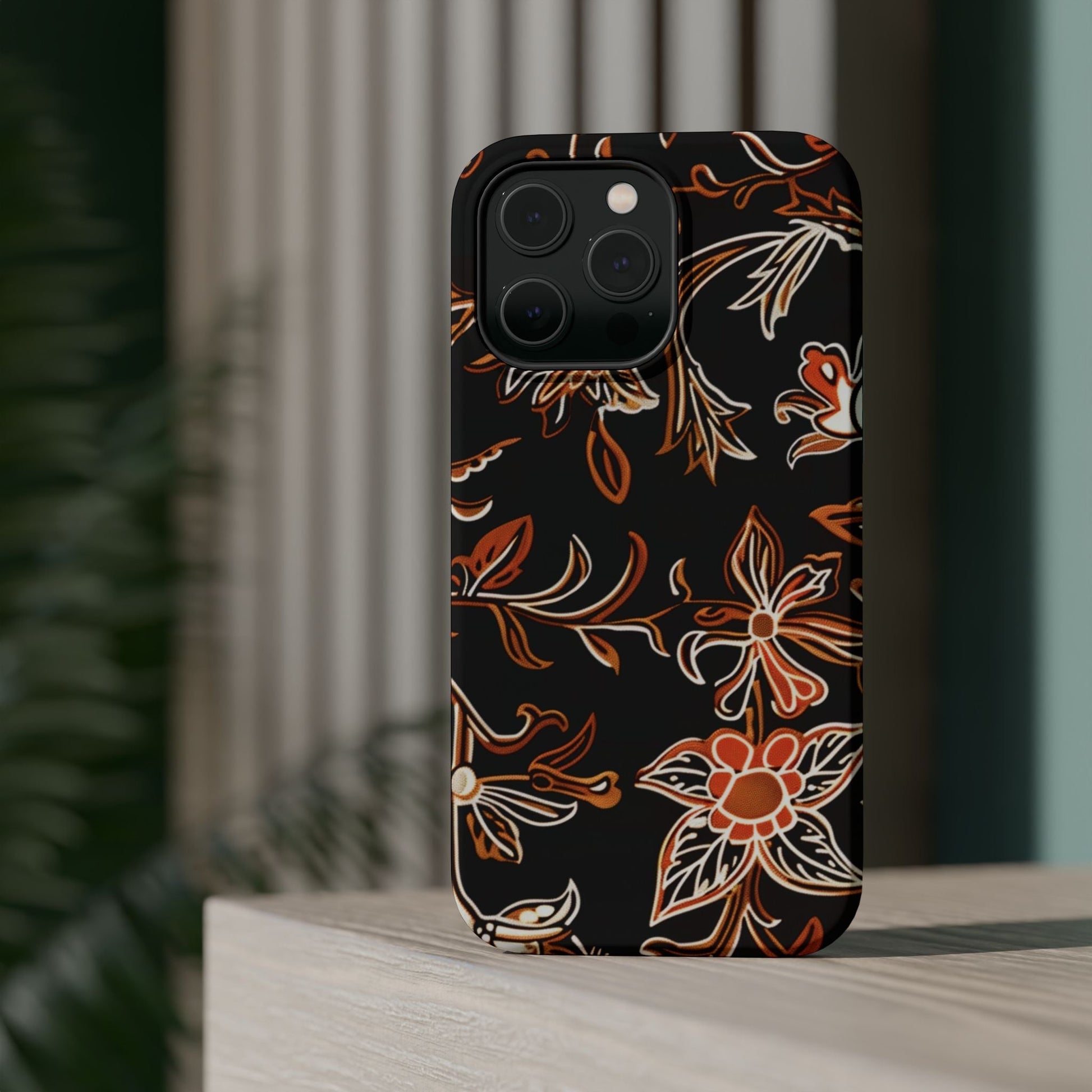 Floral Black & Copper Phone Case — Magnetic Impact - Resistant - DIGITAL X