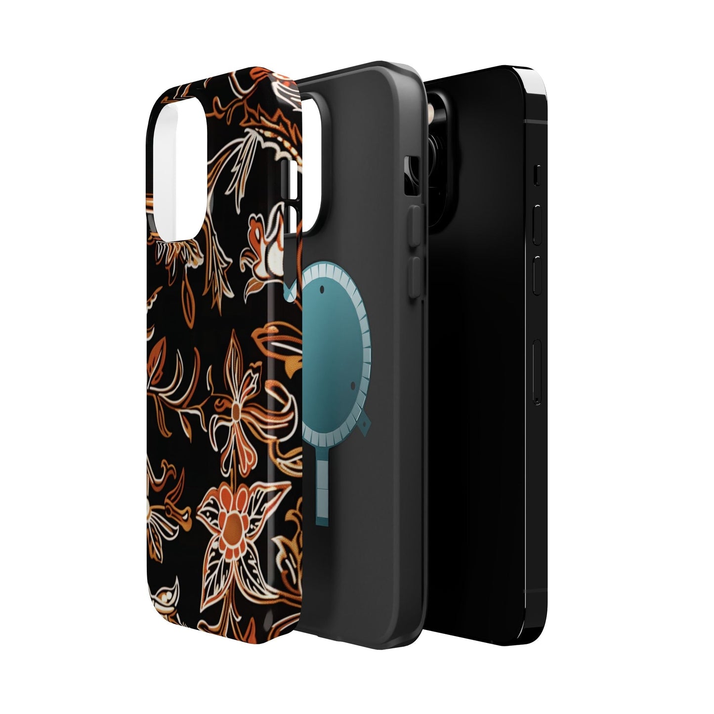 Floral Black & Copper Phone Case — Magnetic Impact - Resistant - DIGITAL X