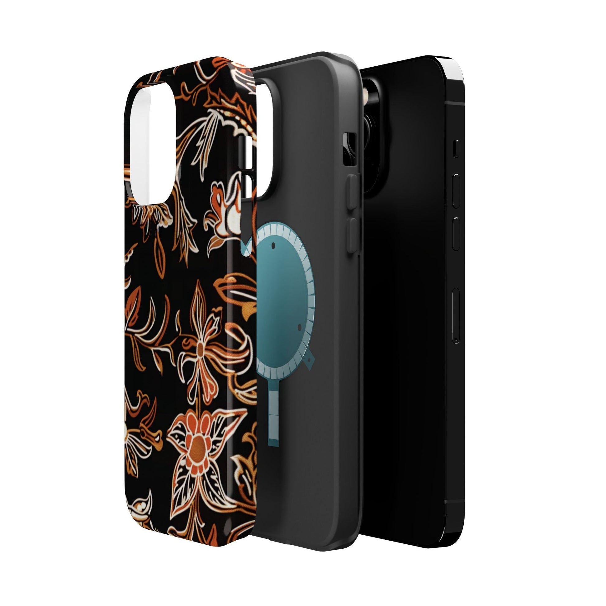 Floral Black & Copper Phone Case — Magnetic Impact - Resistant - DIGITAL X