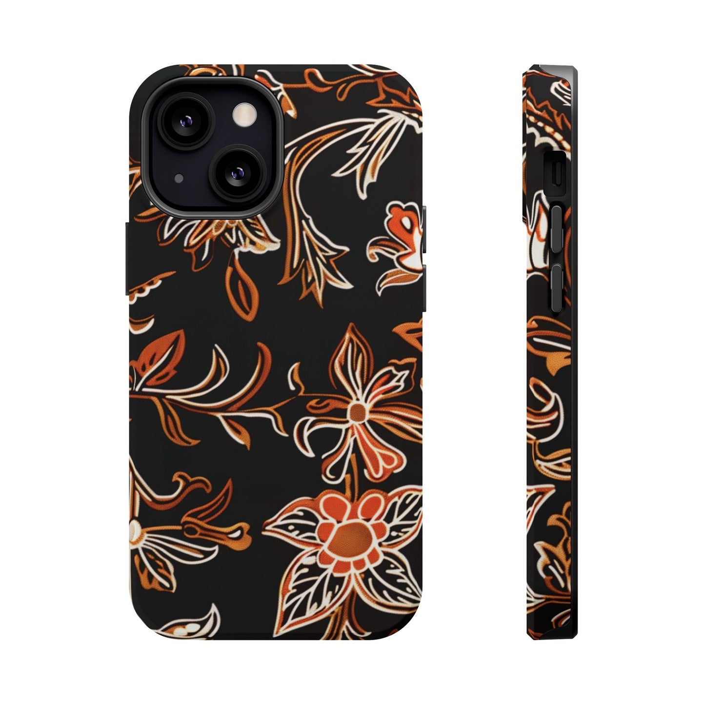 Floral Black & Copper Phone Case — Magnetic Impact - Resistant - DIGITAL X
