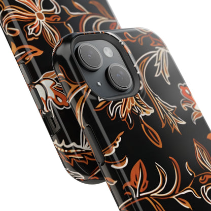 Floral Black & Copper Phone Case — Magnetic Impact - Resistant - DIGITAL X