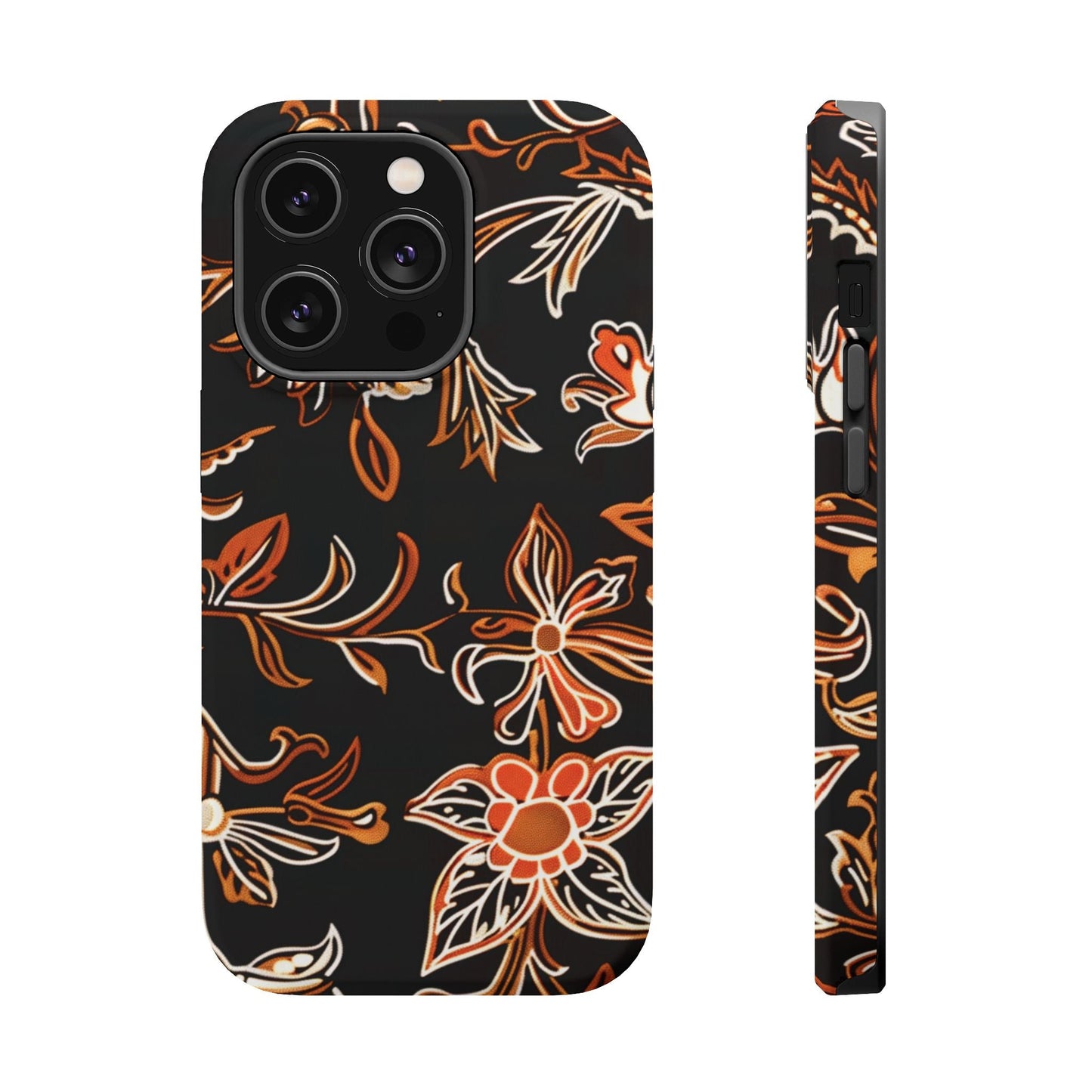 Floral Black & Copper Phone Case — Magnetic Impact - Resistant - DIGITAL X