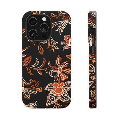 Floral Black & Copper Phone Case — Magnetic Impact - Resistant - DIGITAL X