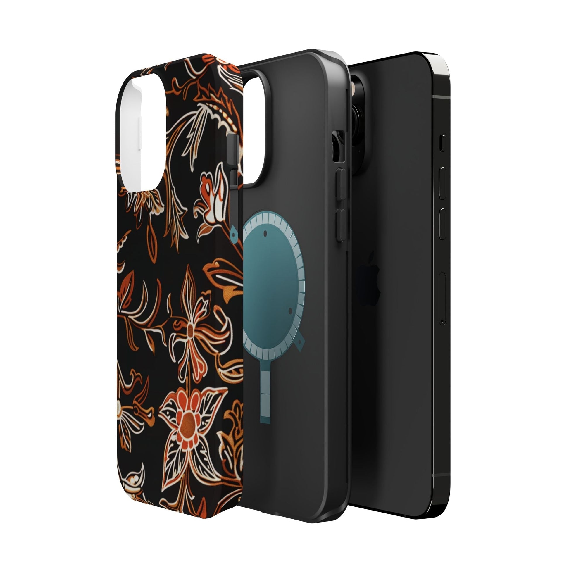 Floral Black & Copper Phone Case — Magnetic Impact - Resistant - DIGITAL X