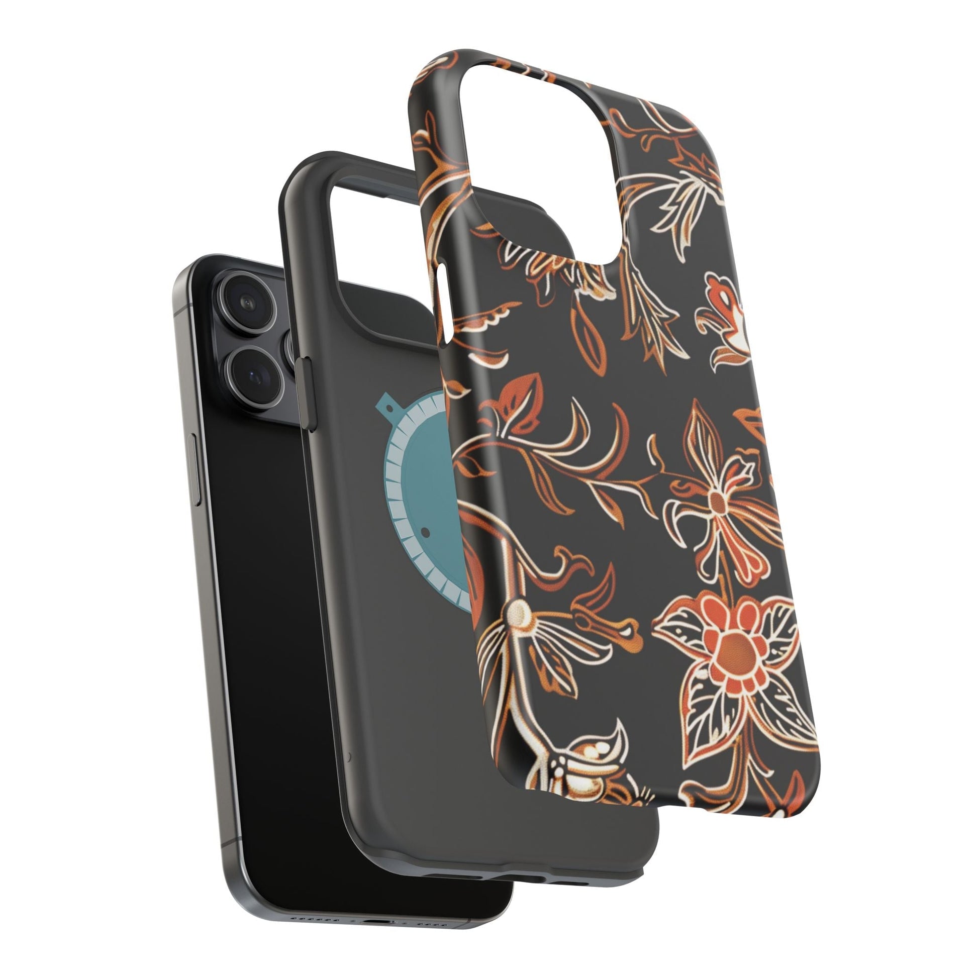 Floral Black & Copper Phone Case — Magnetic Impact - Resistant - DIGITAL X