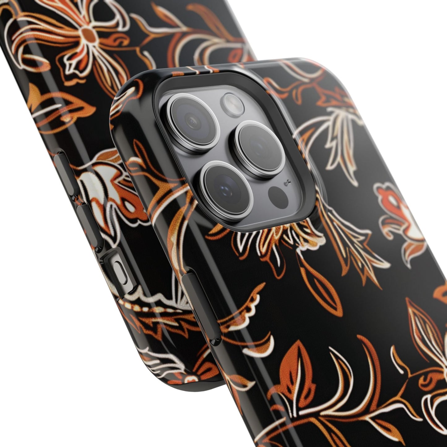Floral Black & Copper Phone Case — Magnetic Impact - Resistant - DIGITAL X