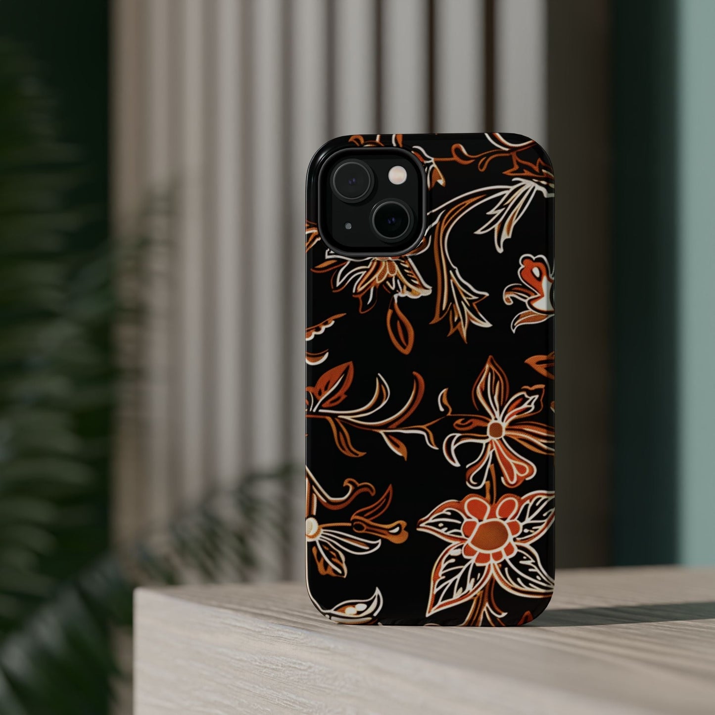 Floral Black & Copper Phone Case — Magnetic Impact - Resistant - DIGITAL X