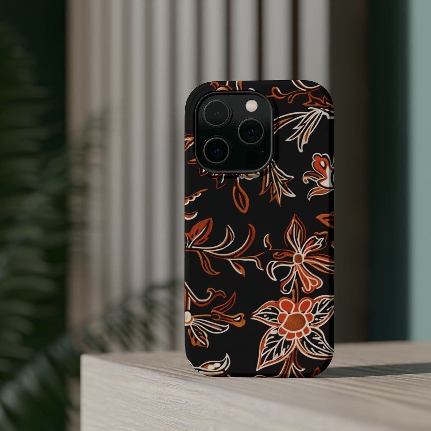 Floral Black & Copper Phone Case — Magnetic Impact - Resistant - DIGITAL X