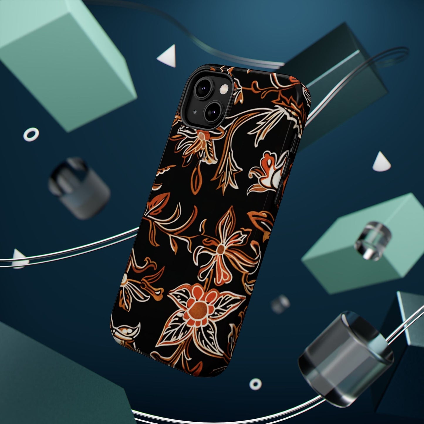Floral Black & Copper Phone Case — Magnetic Impact - Resistant - DIGITAL X