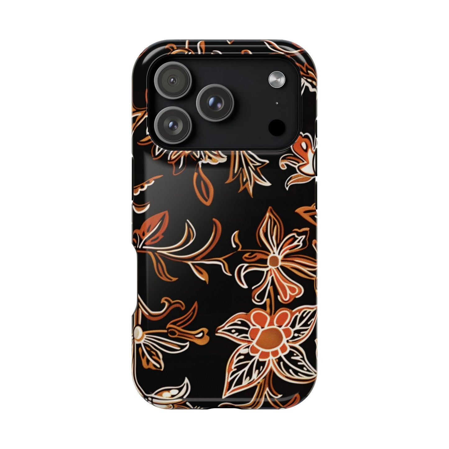 Floral Black & Copper Phone Case — Magnetic Impact - Resistant - DIGITAL X