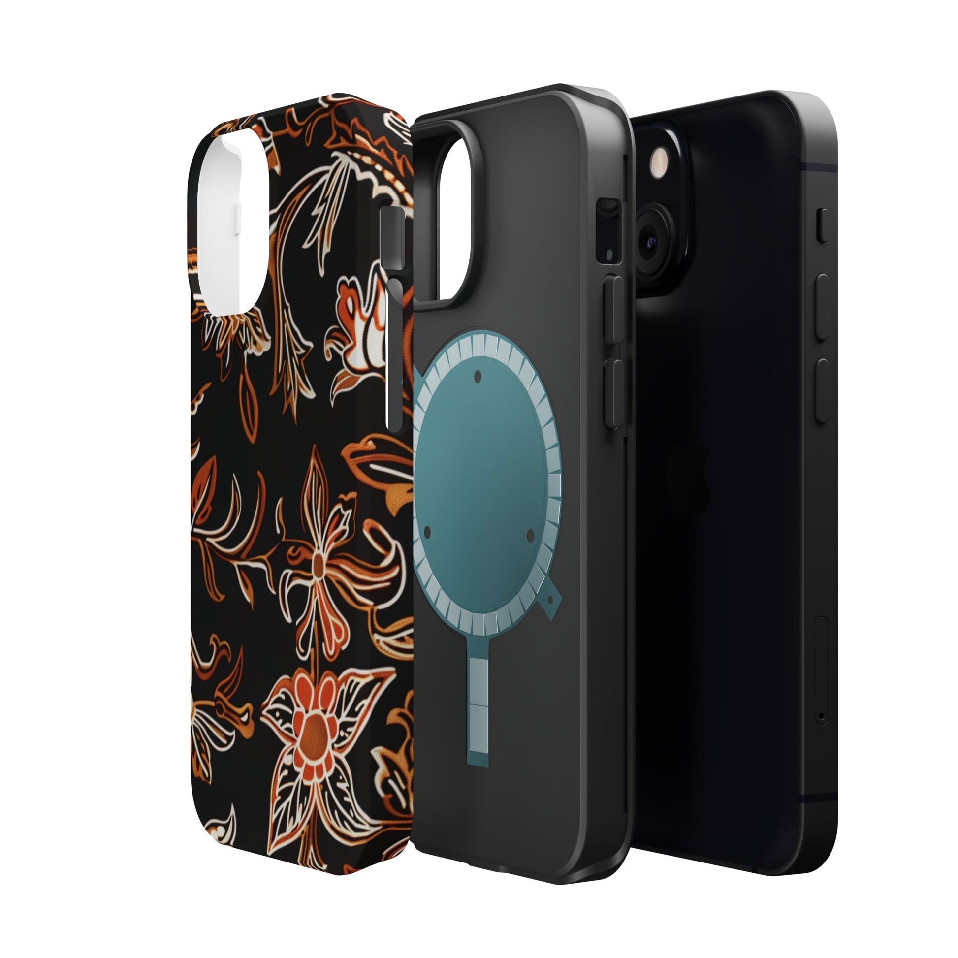Floral Black & Copper Phone Case — Magnetic Impact - Resistant - DIGITAL X