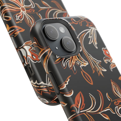Floral Black & Copper Phone Case — Magnetic Impact - Resistant - DIGITAL X