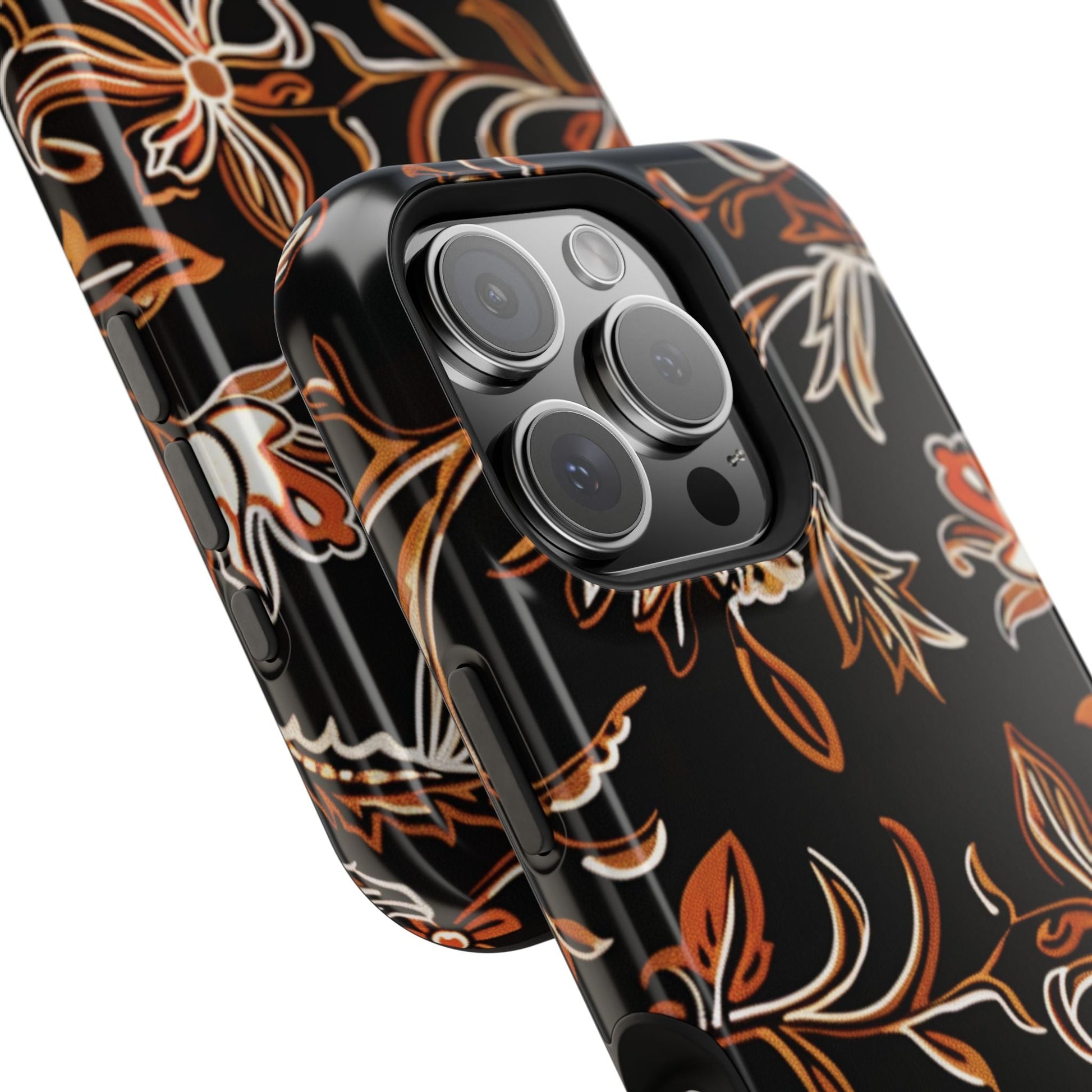 Floral Black & Copper Phone Case — Magnetic Impact - Resistant - DIGITAL X