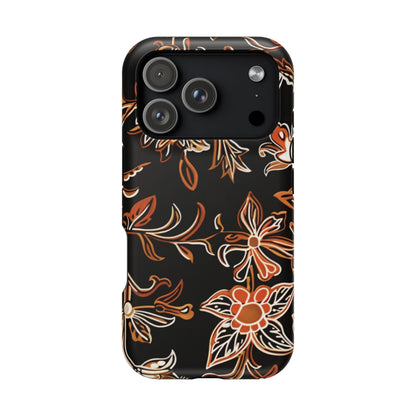 Floral Black & Copper Phone Case — Magnetic Impact - Resistant - DIGITAL X