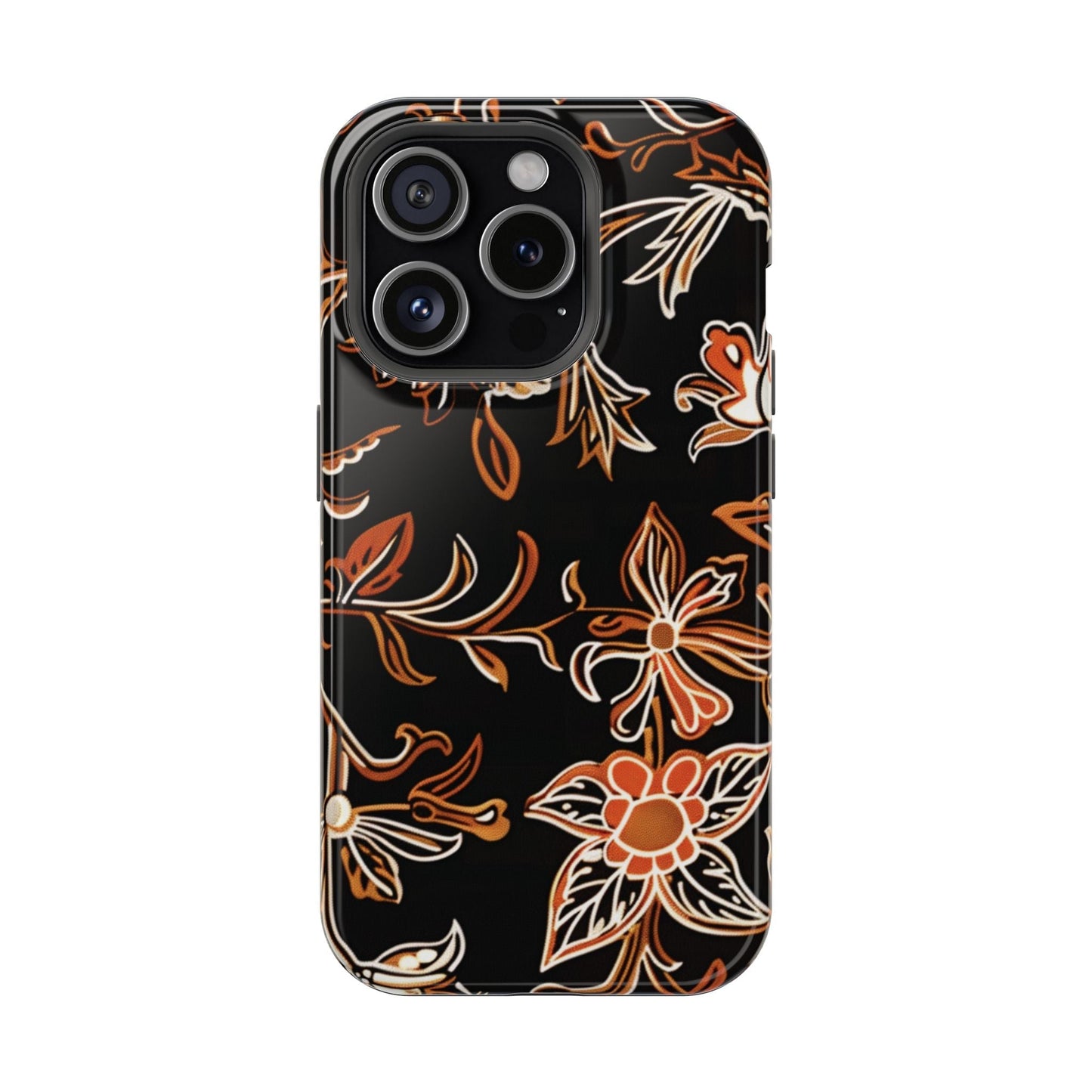 Floral Black & Copper Phone Case — Magnetic Impact - Resistant - DIGITAL X