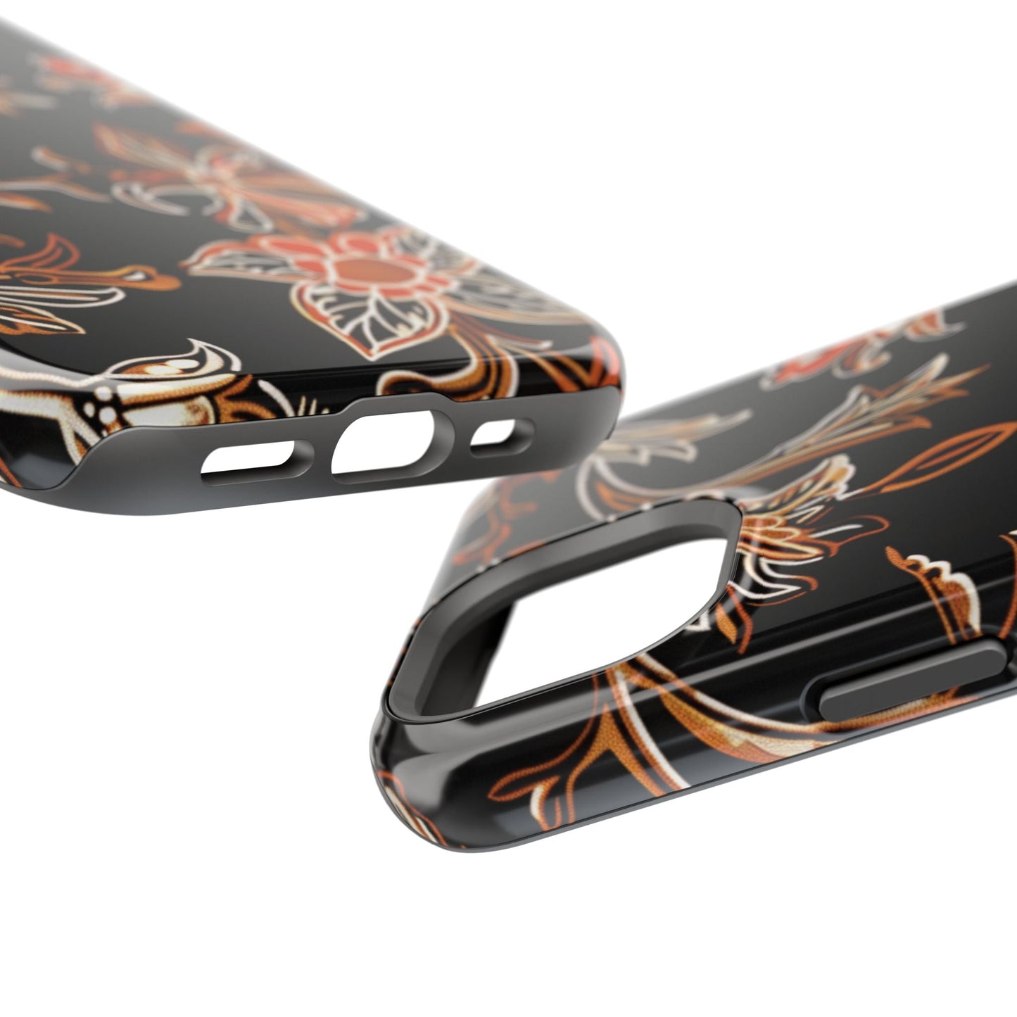 Floral Black & Copper Phone Case — Magnetic Impact - Resistant - DIGITAL X