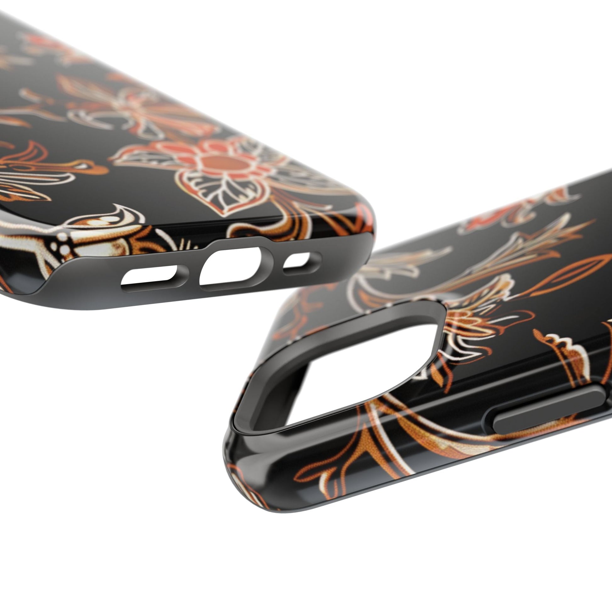 Floral Black & Copper Phone Case — Magnetic Impact - Resistant - DIGITAL X
