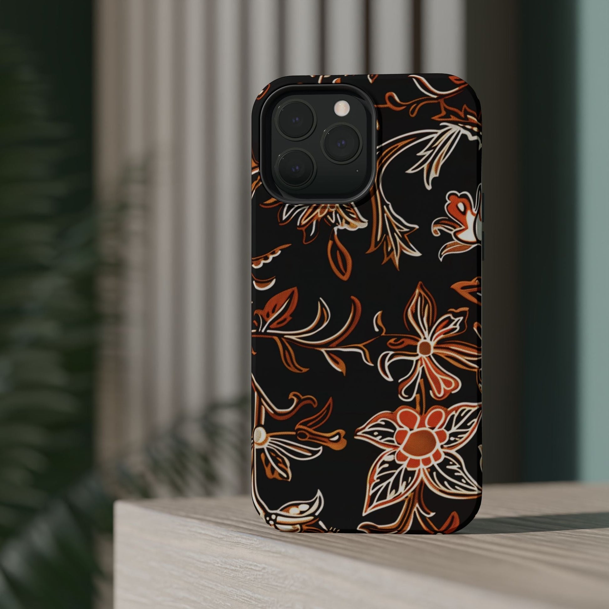 Floral Black & Copper Phone Case — Magnetic Impact - Resistant - DIGITAL X