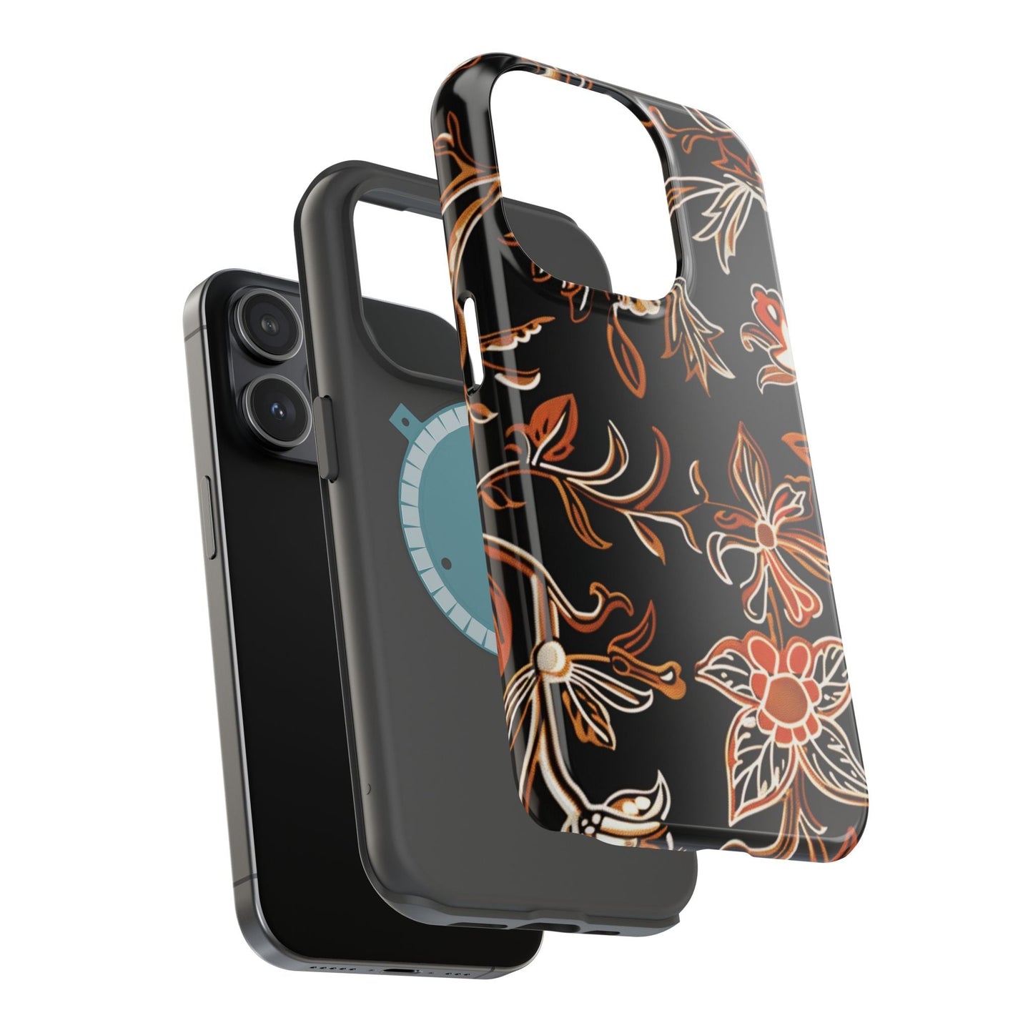 Floral Black & Copper Phone Case — Magnetic Impact - Resistant - DIGITAL X