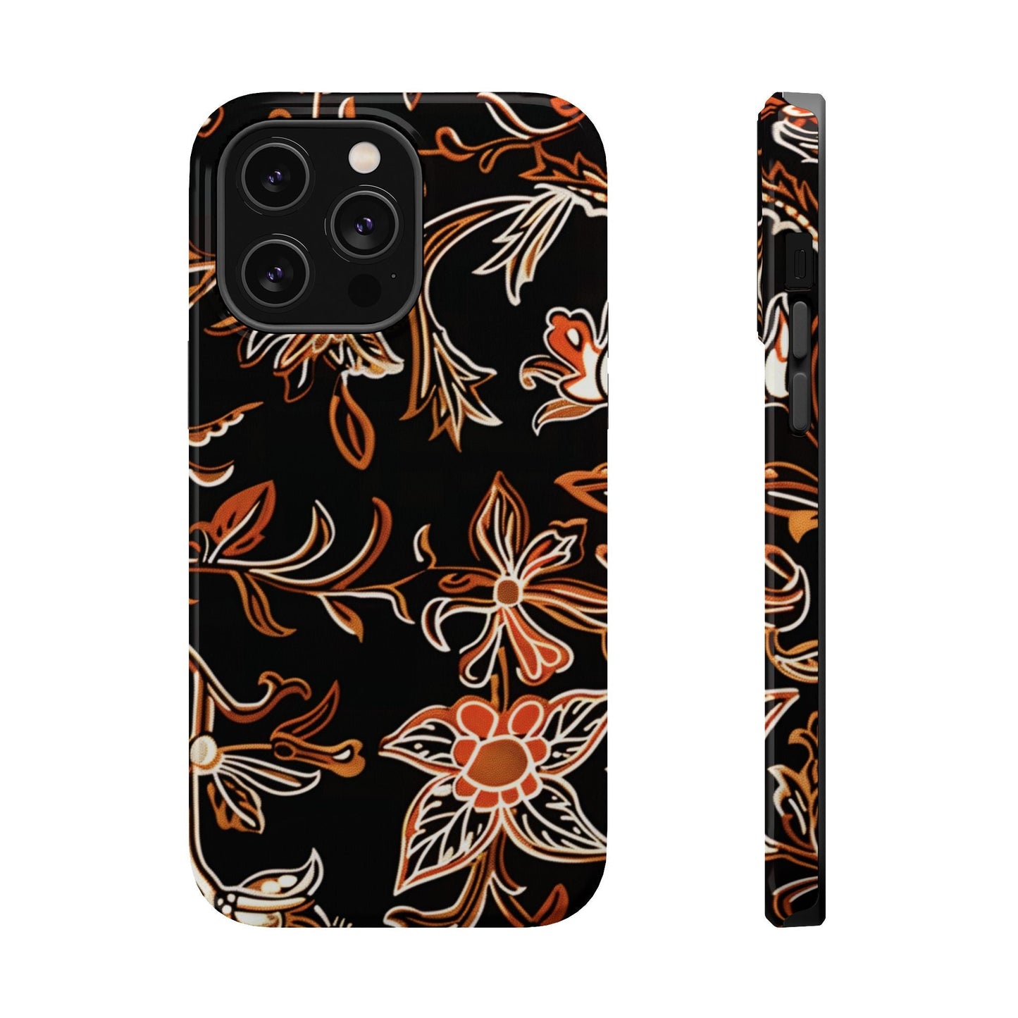 Floral Black & Copper Phone Case — Magnetic Impact - Resistant - DIGITAL X