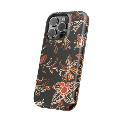 Floral Black & Copper Phone Case — Magnetic Impact - Resistant - DIGITAL X