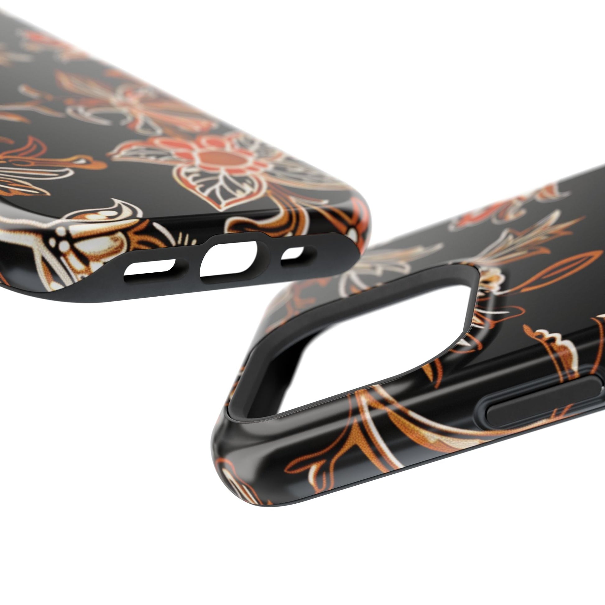 Floral Black & Copper Phone Case — Magnetic Impact - Resistant - DIGITAL X