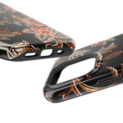 Floral Black & Copper Phone Case — Magnetic Impact - Resistant - DIGITAL X