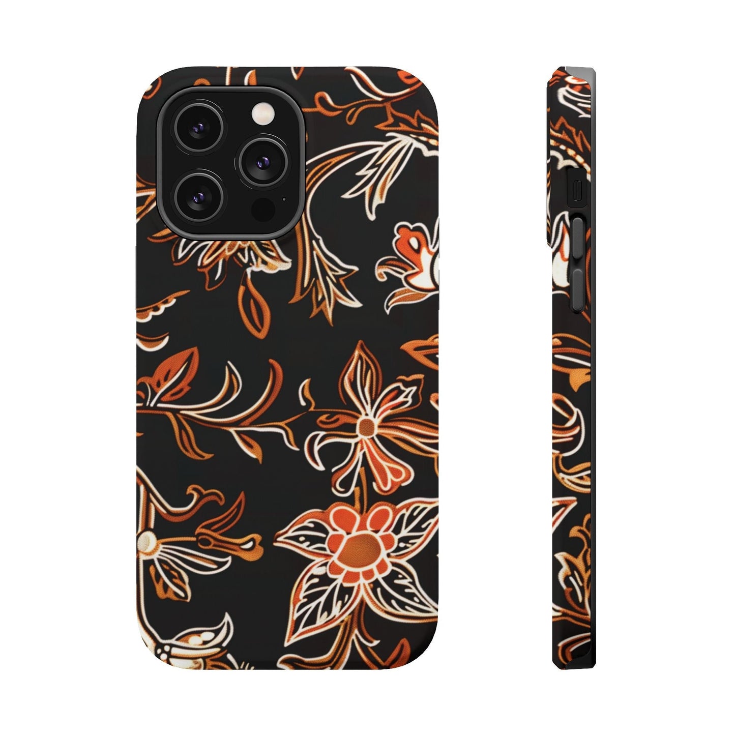 Floral Black & Copper Phone Case — Magnetic Impact - Resistant - DIGITAL X