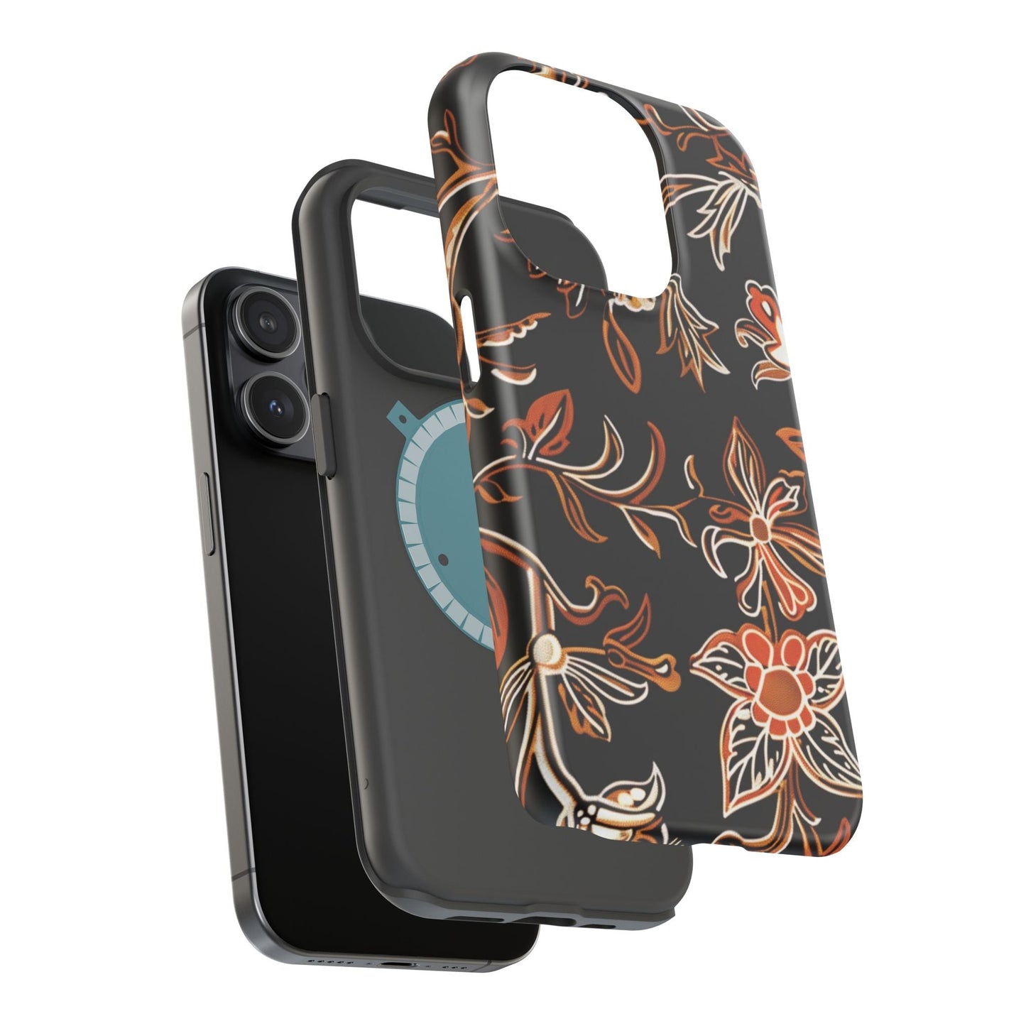 Floral Black & Copper Phone Case — Magnetic Impact - Resistant - DIGITAL X