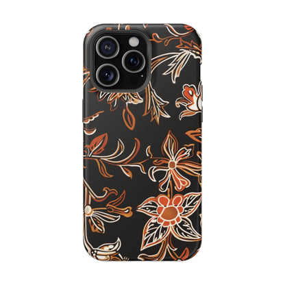 Floral Black & Copper Phone Case — Magnetic Impact - Resistant - DIGITAL X