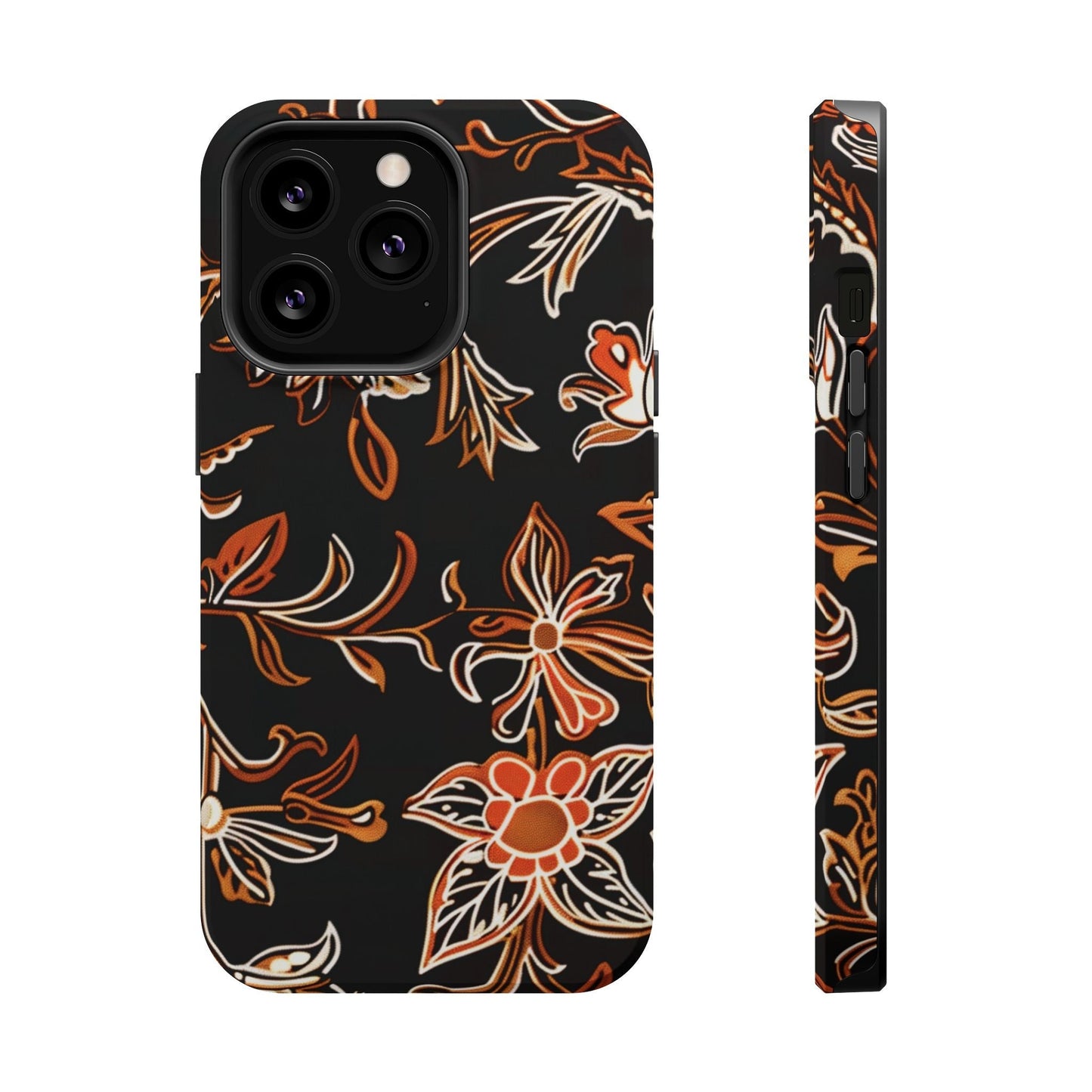 Floral Black & Copper Phone Case — Magnetic Impact - Resistant - DIGITAL X