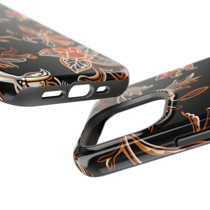 Floral Black & Copper Phone Case — Magnetic Impact - Resistant - DIGITAL X
