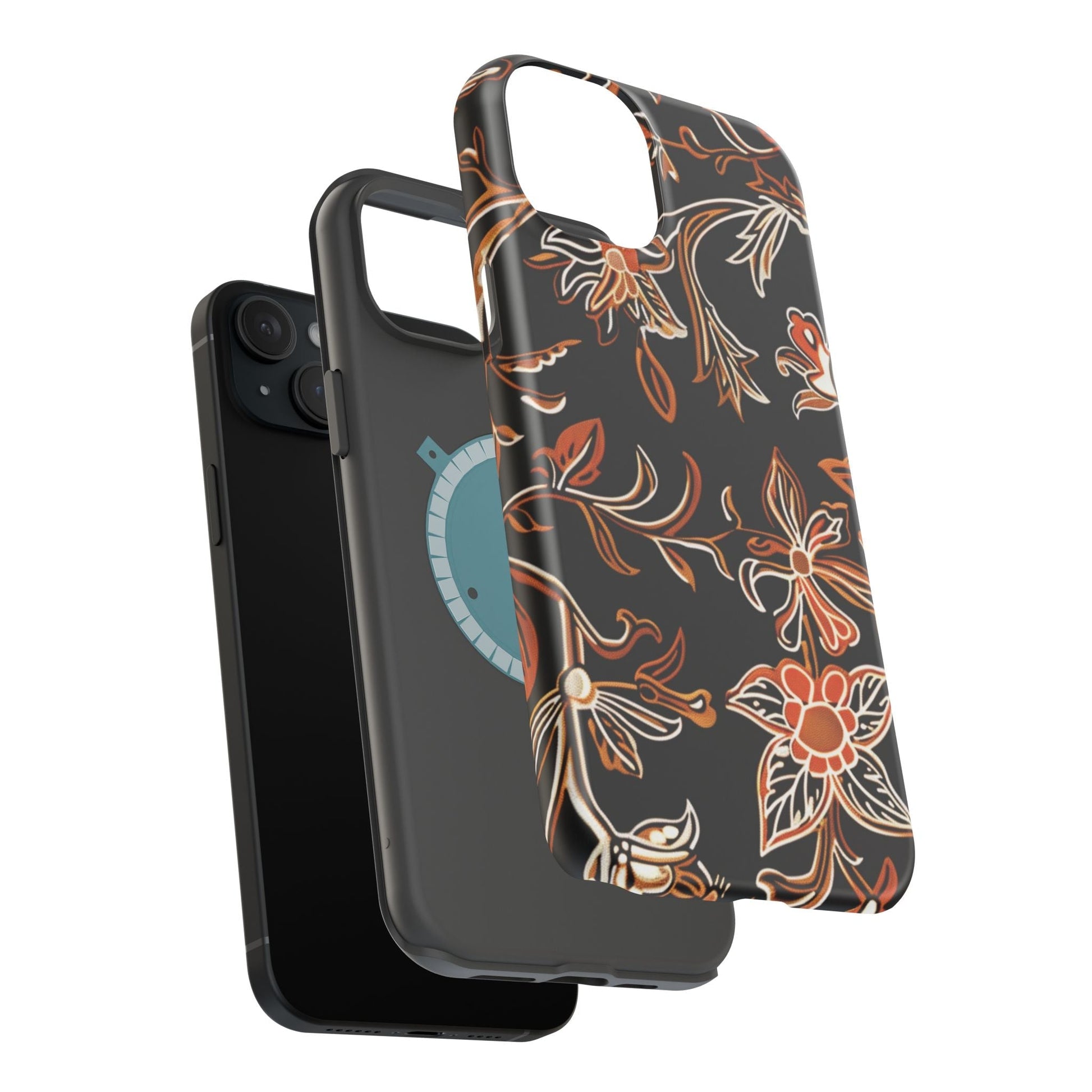 Floral Black & Copper Phone Case — Magnetic Impact - Resistant - DIGITAL X