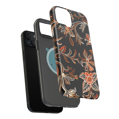 Floral Black & Copper Phone Case — Magnetic Impact - Resistant - DIGITAL X