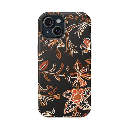 Floral Black & Copper Phone Case — Magnetic Impact - Resistant - DIGITAL X