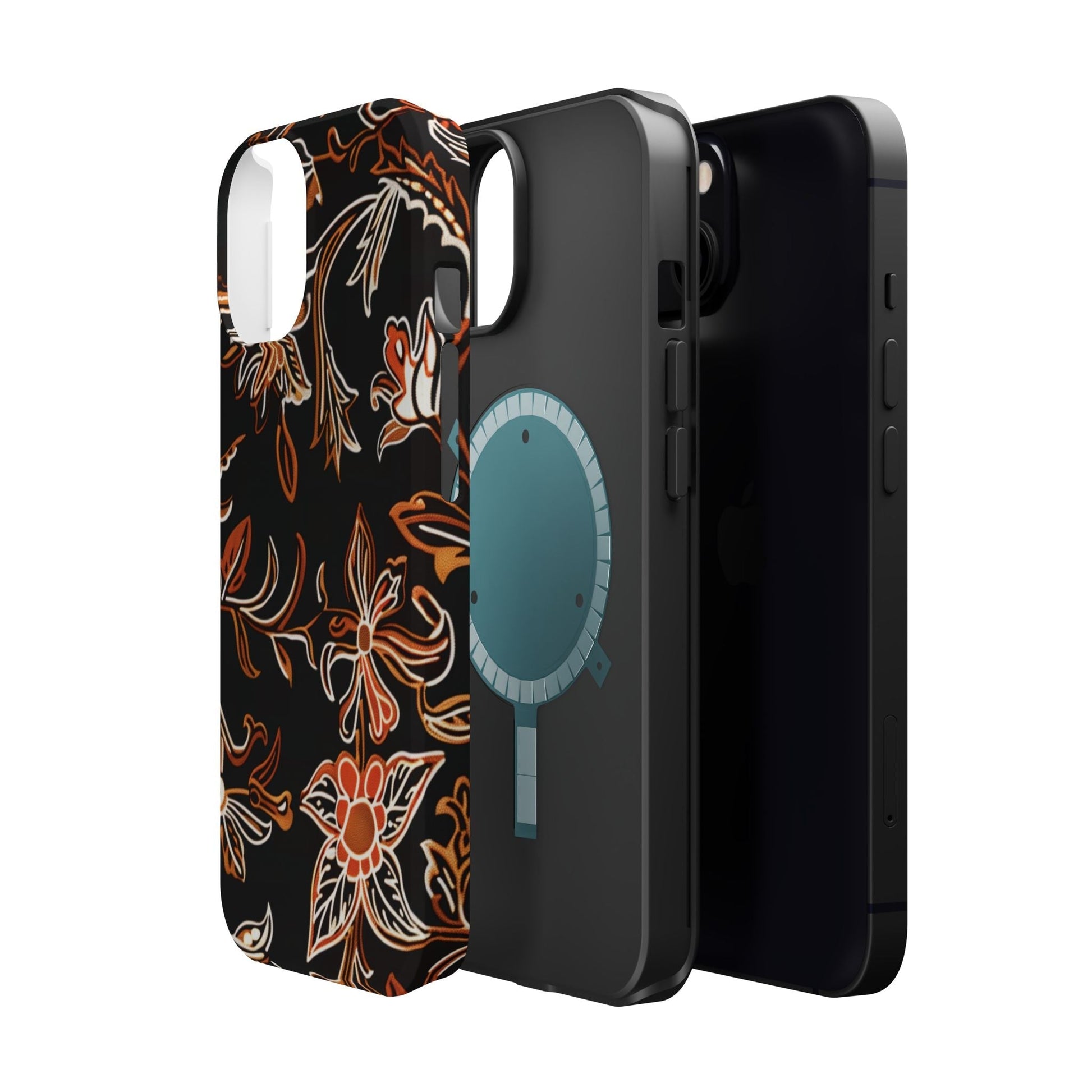 Floral Black & Copper Phone Case — Magnetic Impact - Resistant - DIGITAL X