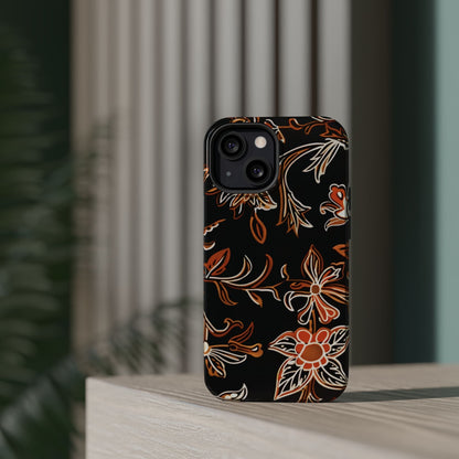 Floral Black & Copper Phone Case — Magnetic Impact - Resistant - DIGITAL X