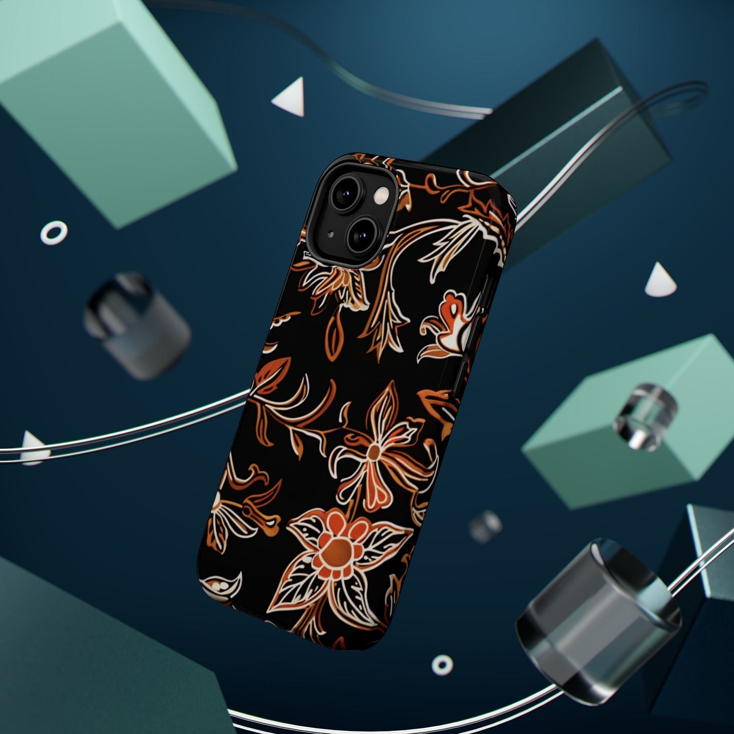 Floral Black & Copper Phone Case — Magnetic Impact - Resistant - DIGITAL X