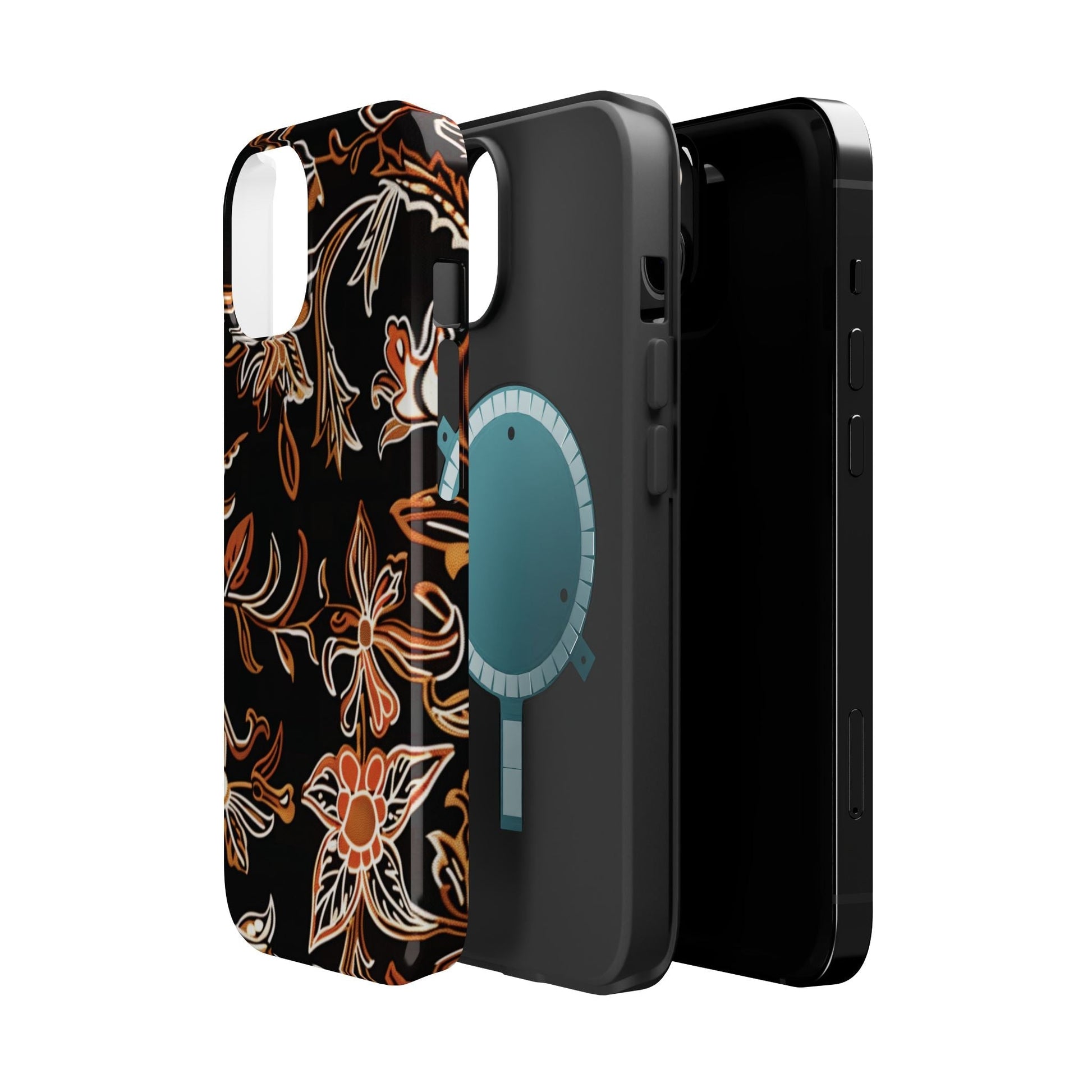 Floral Black & Copper Phone Case — Magnetic Impact - Resistant - DIGITAL X