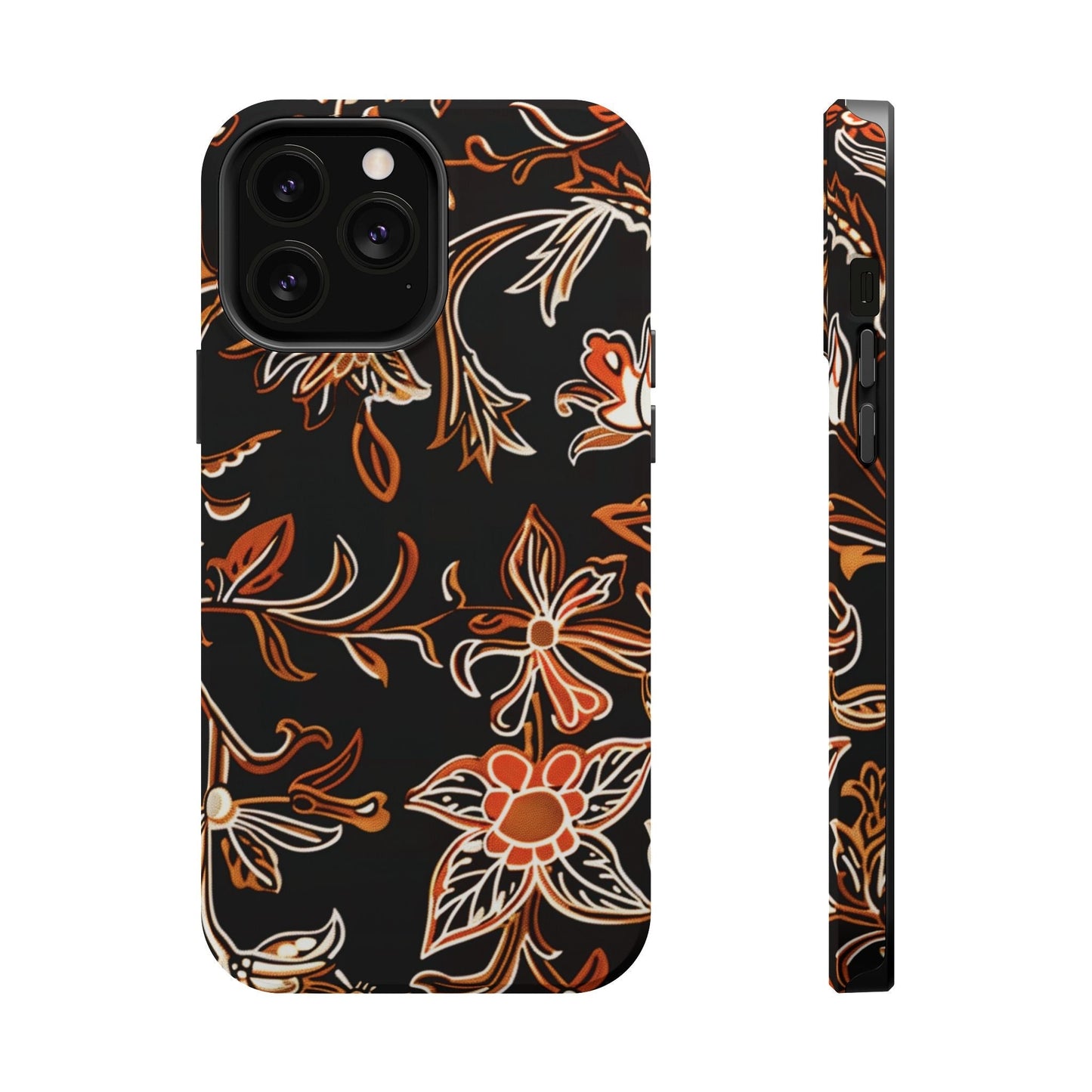 Floral Black & Copper Phone Case — Magnetic Impact - Resistant - DIGITAL X