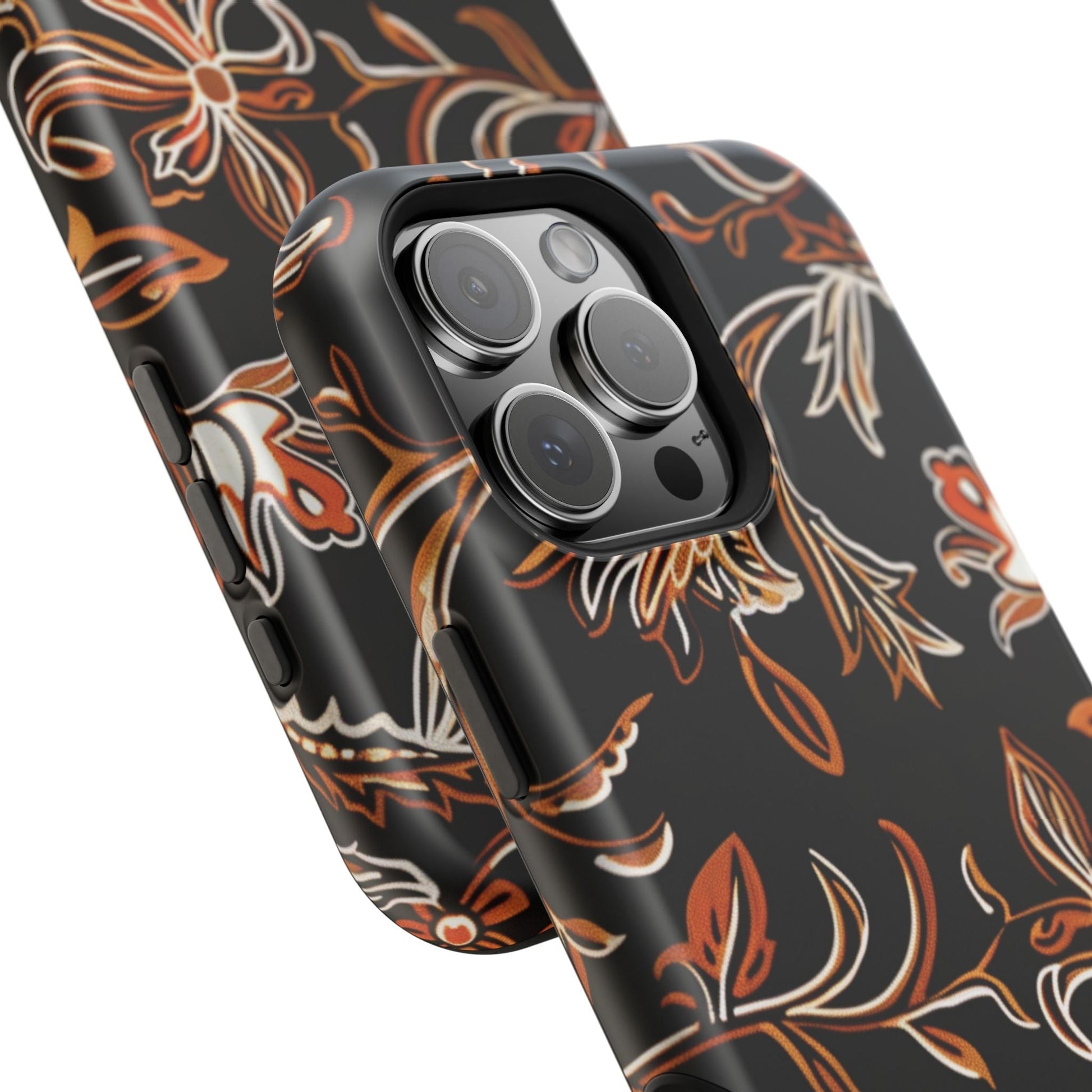 Floral Black & Copper Phone Case — Magnetic Impact - Resistant - DIGITAL X