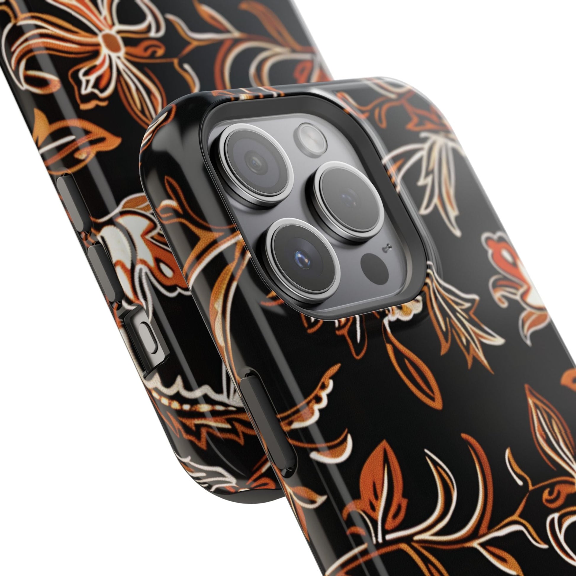 Floral Black & Copper Phone Case — Magnetic Impact - Resistant - DIGITAL X