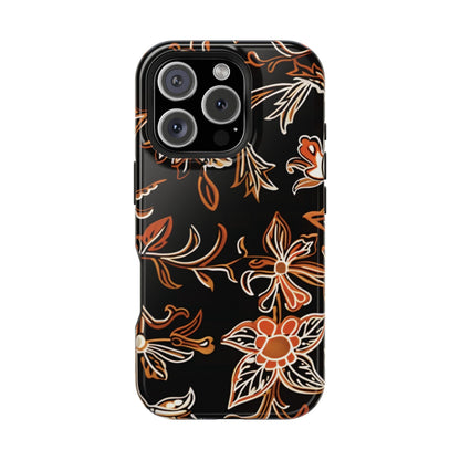 Floral Black & Copper Phone Case — Magnetic Impact - Resistant - DIGITAL X