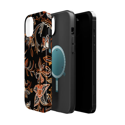 Floral Black & Copper Phone Case — Magnetic Impact - Resistant - DIGITAL X