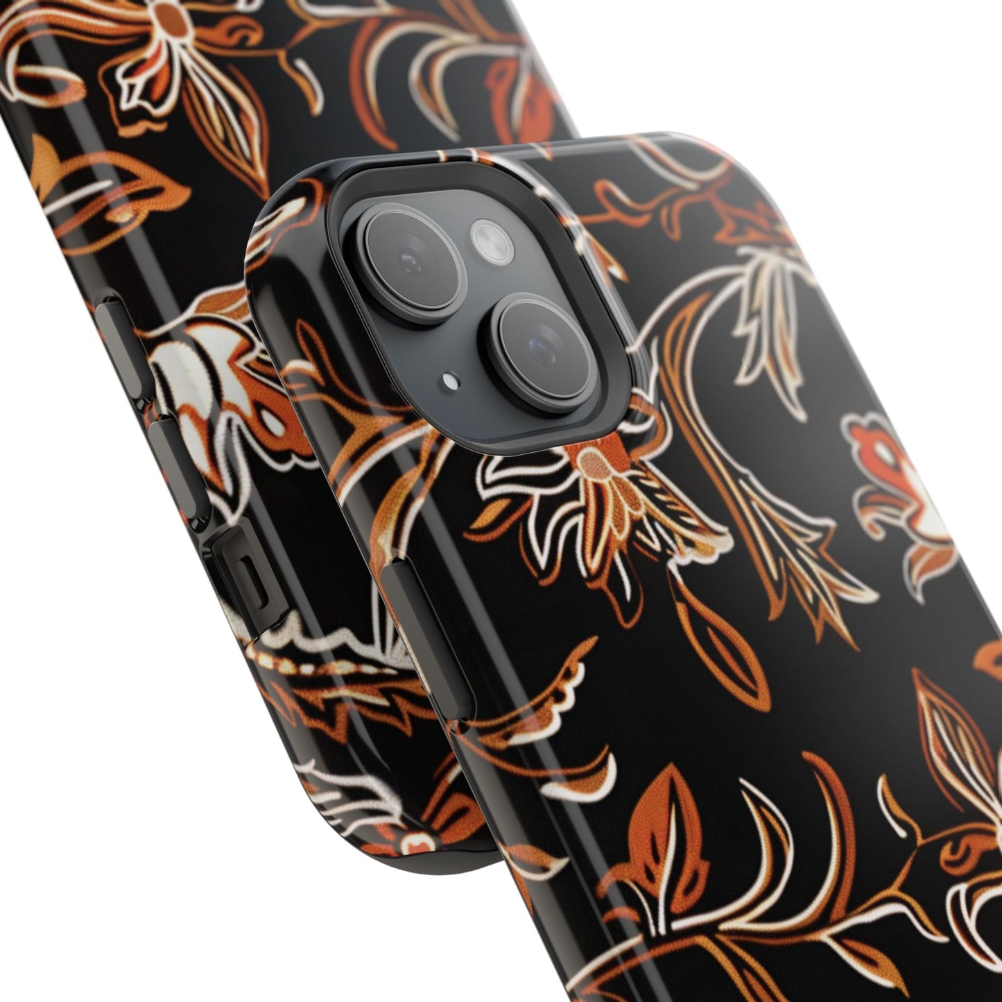 Floral Black & Copper Phone Case — Magnetic Impact - Resistant - DIGITAL X