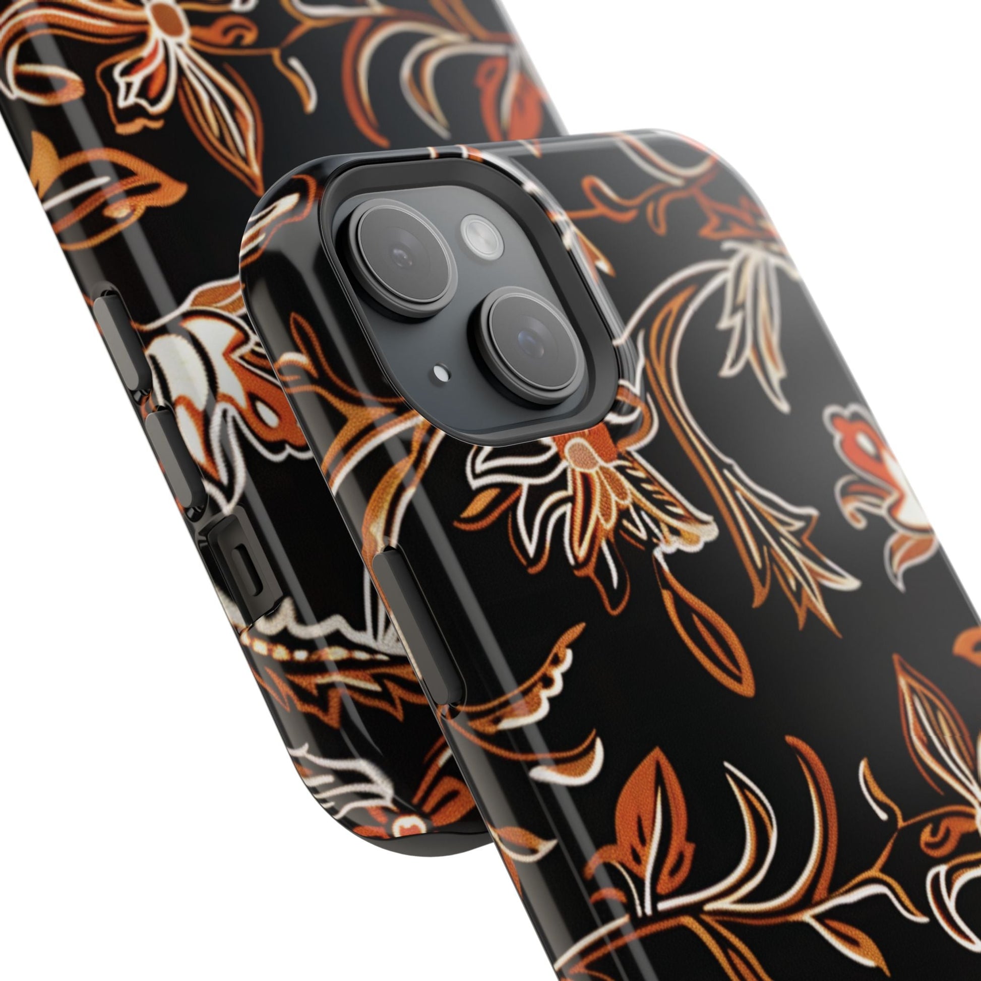 Floral Black & Copper Phone Case — Magnetic Impact - Resistant - DIGITAL X