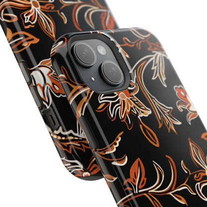 Floral Black & Copper Phone Case — Magnetic Impact - Resistant - DIGITAL X