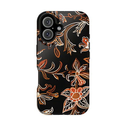 Floral Black & Copper Phone Case — Magnetic Impact - Resistant - DIGITAL X