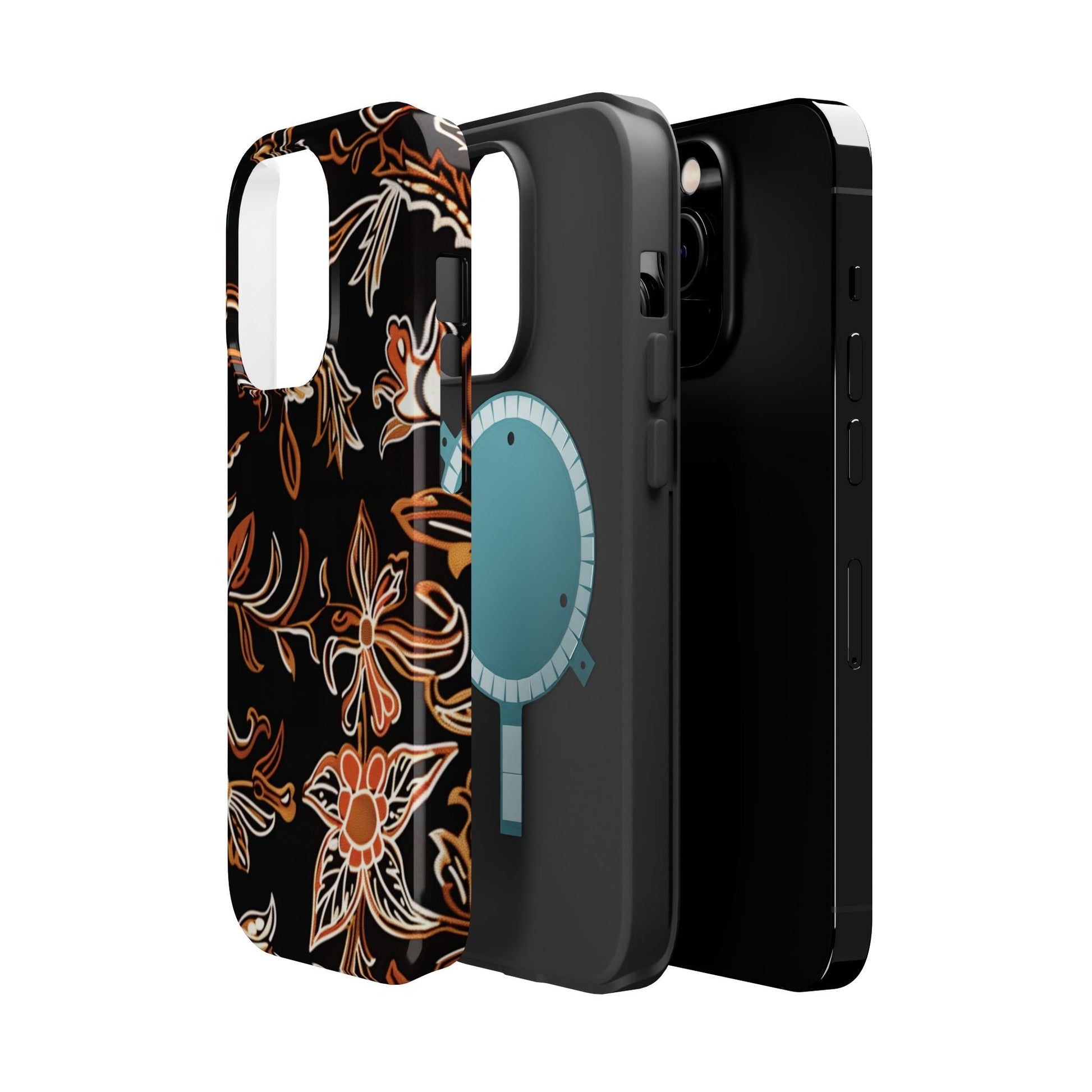 Floral Black & Copper Phone Case — Magnetic Impact - Resistant - DIGITAL X