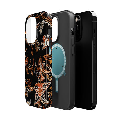 Floral Black & Copper Phone Case — Magnetic Impact - Resistant - DIGITAL X